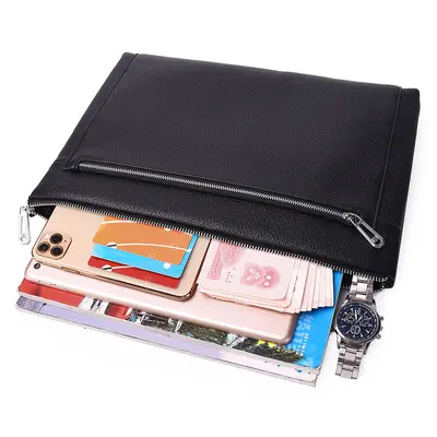 Men's Genuine Leather Clutch Bag, Large Capacity, Fits A4 Documents - 2