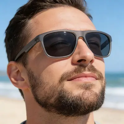 Square Frame Polarized Men's Sunglasses, Retro Design with UV Protection - 1