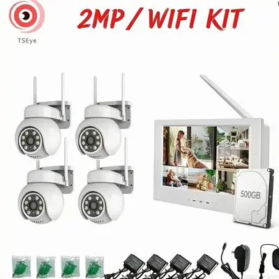 2-Megapixel 4-Kanal drahtloses WIFI-PTZ-Sicherheitskamerasystem mit bidirektionaler Audiofunktion und Monitor-Set - 7