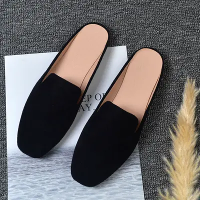 Women's Baotou Suede Heelless Mules, Plus Size 41-44