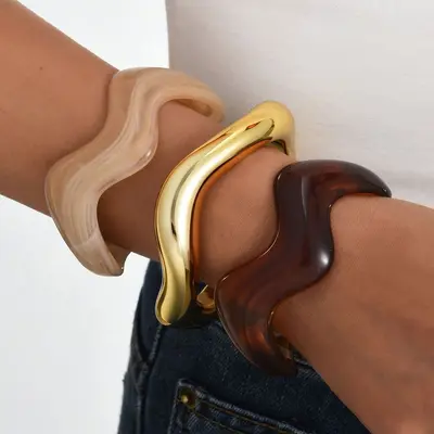 Sınır Ötesi Avrupa Amerika Amazon Yeni Model Bileklik Moda Kişisel Minimalist Tarzı Şeffaf Mermer Desen Vintage Bilezik