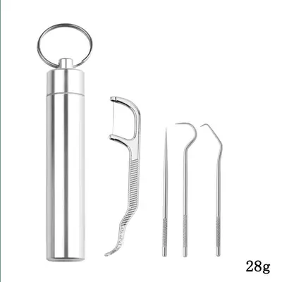 Stainless steel toothpick and interdental hook set, portable teeth cleaner - 10