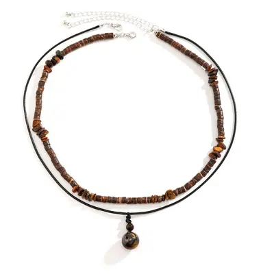 Men's wood bead turquoise necklace set - 6