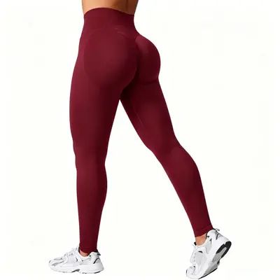 Matte Seamless High-Waist Peach Butt Yoga Leggings, 9/10 Length - 9