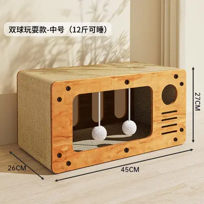 Four-Season Cat Scratcher Board with Cat House, Non-Shedding - 7
