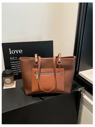 Korean Style Large Capacity Women's Tote Bag, Single Shoulder - 3