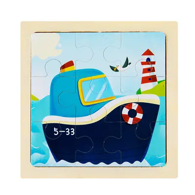 Wooden Jigsaw Puzzle Toy, 9 Pieces Cartoon Animals, Early Education - 13
