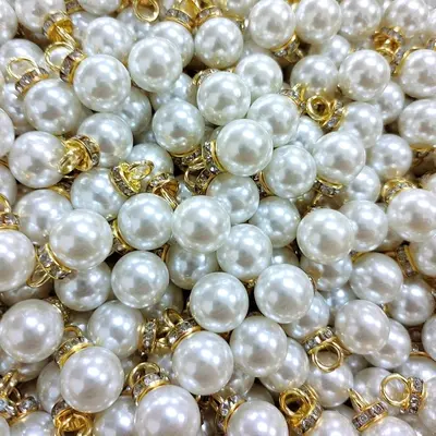 ABS Pearl Pendant with Hanging Ring, Decorative Charm for Wedding Gift Bags - 9