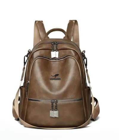 High-quality soft leather backpack women's new style simple versatile large capacity travel backpack mommy bag multi-purpose school bag - 8
