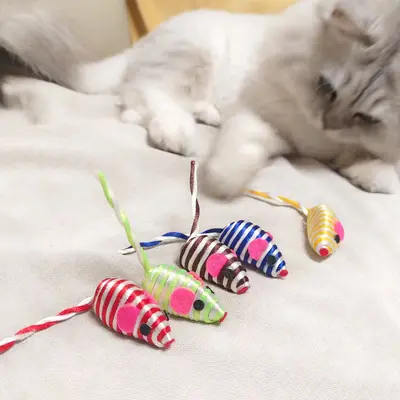 Sesli Simülasyon Fare Kedi Oyuncağı, İp Düğümlü Çift Iplikli