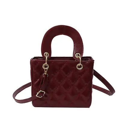 Textured Diamond-Quilted Women's Small Square Handbag - 6