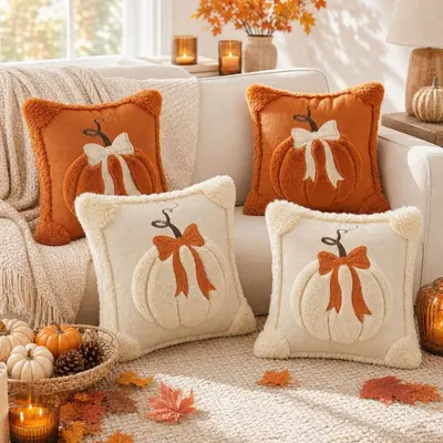 Neue Chenille-Stickerei Kürbis Kissenbezug Maßanfertigung Halloween Kissenbezug Amazon Thanksgiving Sofa Dekoration Kissen Überzug - 3