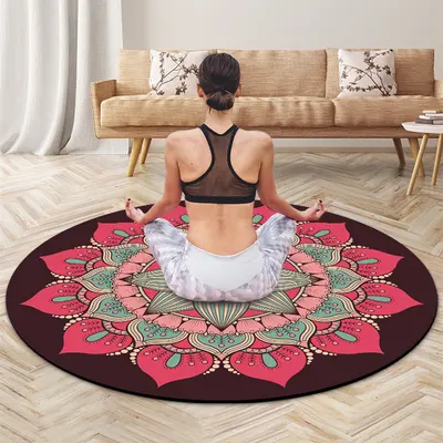 1.4m Suede Natural Rubber Round Yoga Mat for Meditation - 4
