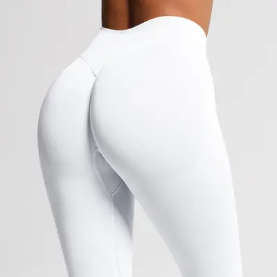 New Solid Color Seamless Peach Hip-Lift Yoga Leggings, Breathable - 9