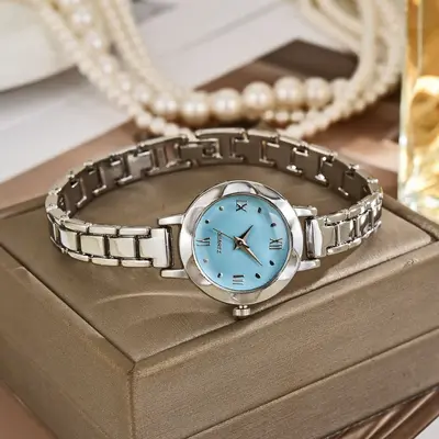 Nische runde kleine Zifferblatt Studenten Armband Stahlband einfach elegant kompakt Uhr Damen ins erreichbar Luxus Retro Waldstil - 8