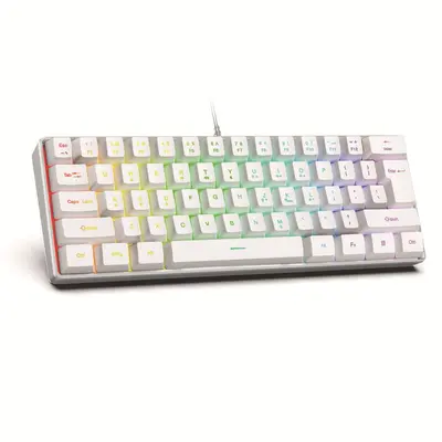 61 tuşlu RGB oyun kablolu klavye ve fare seti renkli MINI mekanik olmayan film siyah beyaz bilgisayar klavyesi