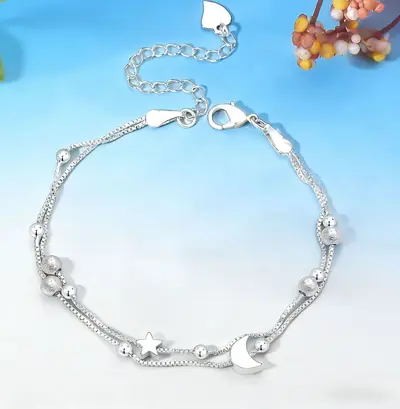 Silver-plated bracelet, women's, lucky bead design - 12
