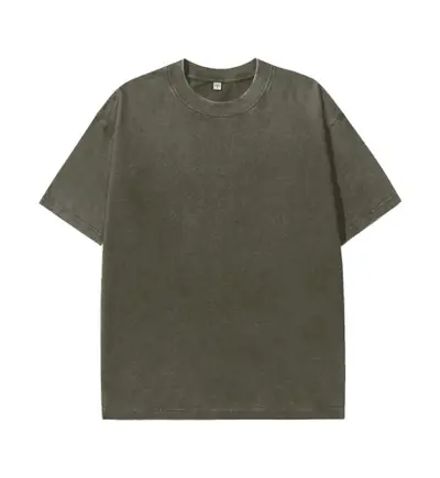 230g %100 Pamuklu Yıkamalı Eskitme Oversize Tişört, Retro Kısa Kol - 11