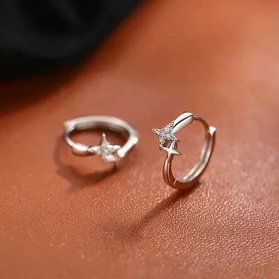 S999 Silber Stern-Ohrringe mit Zirkonia, elegant
