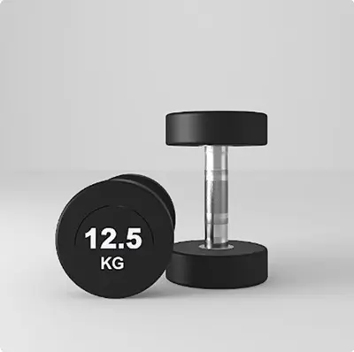 Fixed dumbbell set, rubber coated, round head, pure steel - 10