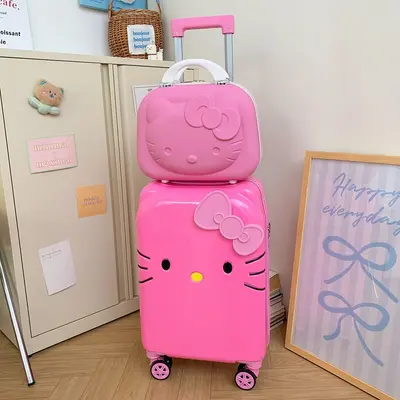 Cute Cat Print Large Capacity Trolley Case, Lightweight and Silent Wheels - 8