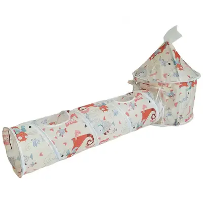 Foldable Cat Tunnel with Crawl Tunnel and Tent Combination Cat Toy - 8