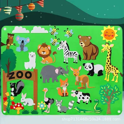 Felt Busy Board, Children's Educational Learning Board for Motor Skills - 9