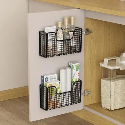 Kitchen cabinet door storage shelf adhesive no drilling - 5