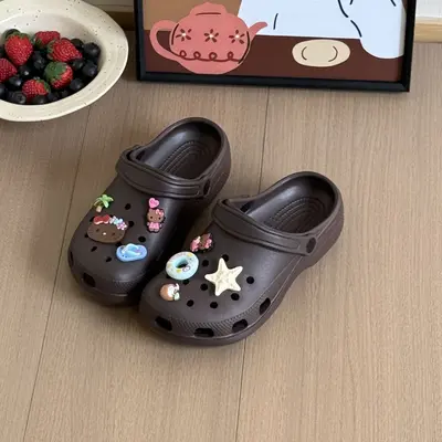 2,5 cm Kemerli Delikli Terlik Kadın Kalın Taban EVA Sandalet - 9