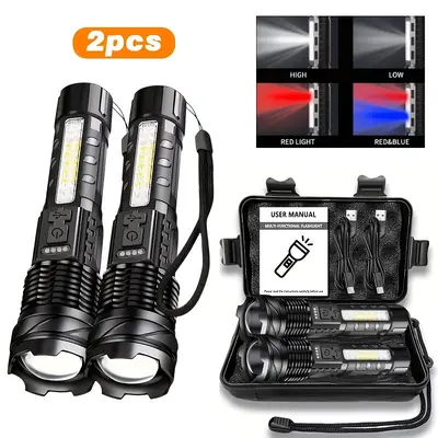 A76 Rechargeable LED Flashlight, Long Range, Multifunctional, Side Work Light - 11