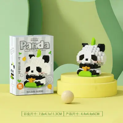 Kompatible Bausteine mit Kleiner-Panda-Figur, Blumenpuppe Dekoration - 11