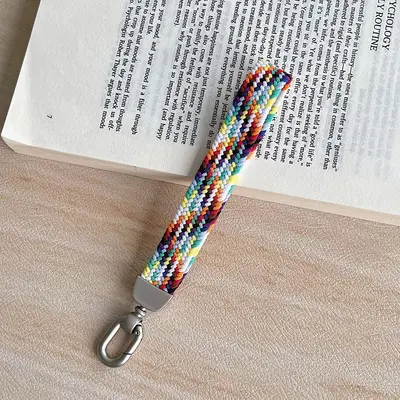 Braided Nylon Phone Chain with Elastic Wrist Strap, Short Keychain, Anti-Lost - 7