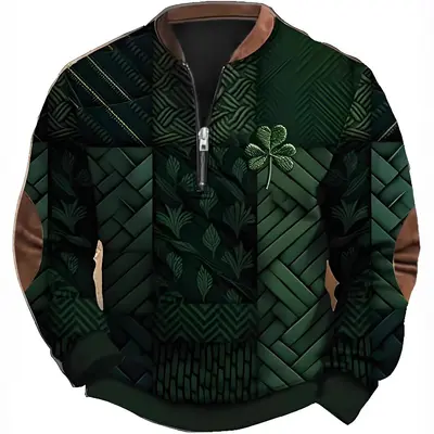 Herren-Sweatshirt mit 3D-Digitaldruck, halber Reißverschluss, sportlich