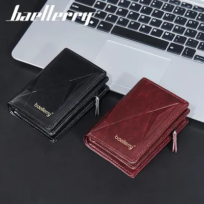 baellerry Men's Short Wallet, Zipper, Multi-Card Slots, Retro - 4