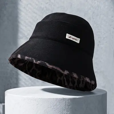 Korean-Style Double-Sided Bucket Hat, Autumn Winter Thickened, Women's