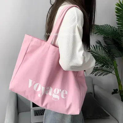 Leere Leinwandtasche, großes Fassungsvermögen, schlichte Reisetasche, bedruckte Yogatasche mit Buchstaben, Umhängetasche, Ins-Stil-Tasche, Schülerbuchtasche für Männer und Frauen. - 9