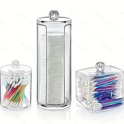Rectangular cotton swab box with lid, storage set - 10