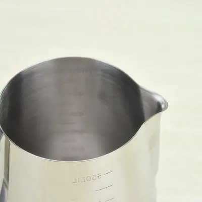 Stainless Steel Latte Art Pitcher, Pointed Spout, Lidless, Thickened