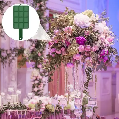 Handled Flower Basket and Plastic Mesh Flower Stand for Table and Wall, with Wet Floral Fo