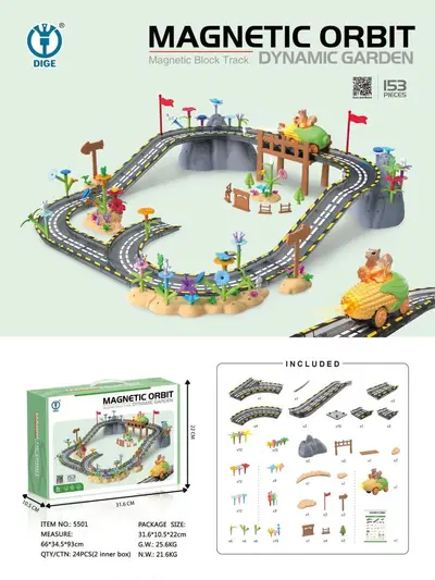 Magnetic Building Tiles with Electric Track Puzzle, Children's Gift - 9