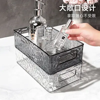 Acrylic cosmetics basket glacier pattern, stackable transparent - 5