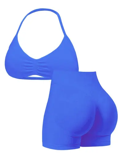 DFYNE dikişsiz naylon halter atlet, yüksek bel tayt takımı, yoga kıyafeti - 11