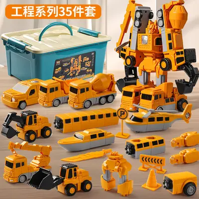 Children's Magnetic Toy Car, Buildable Construction Vehicle, Transforming King Kong Robot - 7