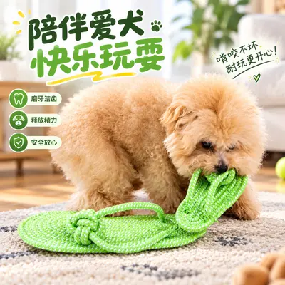 狗狗拖鞋造型啃咬玩具磨牙咬绳宠物自嗨解闷互动耐咬拖鞋玩具批发