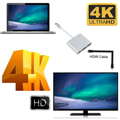 Three-in-one docking station for mobile phones, tablets and handheld gaming consoles, USB-C video converter, 3-in-1 expansion hub.
