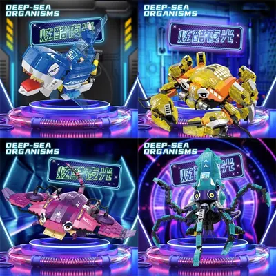 Lego Uyumlu Dinozor ve Böcek Yapı Blokları Seti, Parlayan Karanlıkta Çocuk Oyuncağı - 5