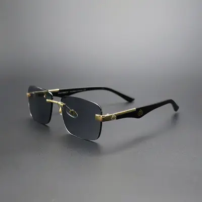 Rahmenlose polygonale Herren-Sonnenbrille, Retro-Modestil - 1