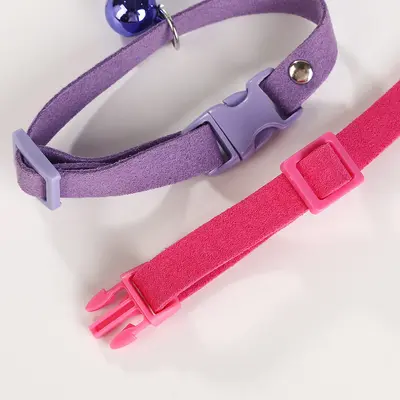 Colorful Velvet Cat Bell Collar, Adjustable, Handmade DIY