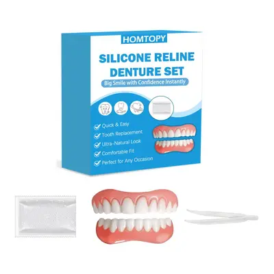 HOMTOPY Silicone Denture Veneer Set, Whitening Smile Teeth Covers - 6