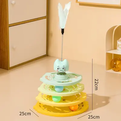 Self-Play Feather Cat Teaser Wand with Four-Layer Ball - 9